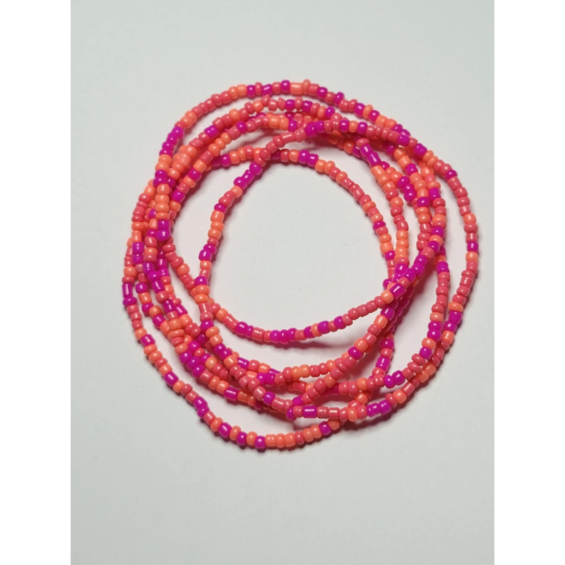 Vrolijke Armbandenset met 2mm Kralen: Oranje & Roze Tinten 176