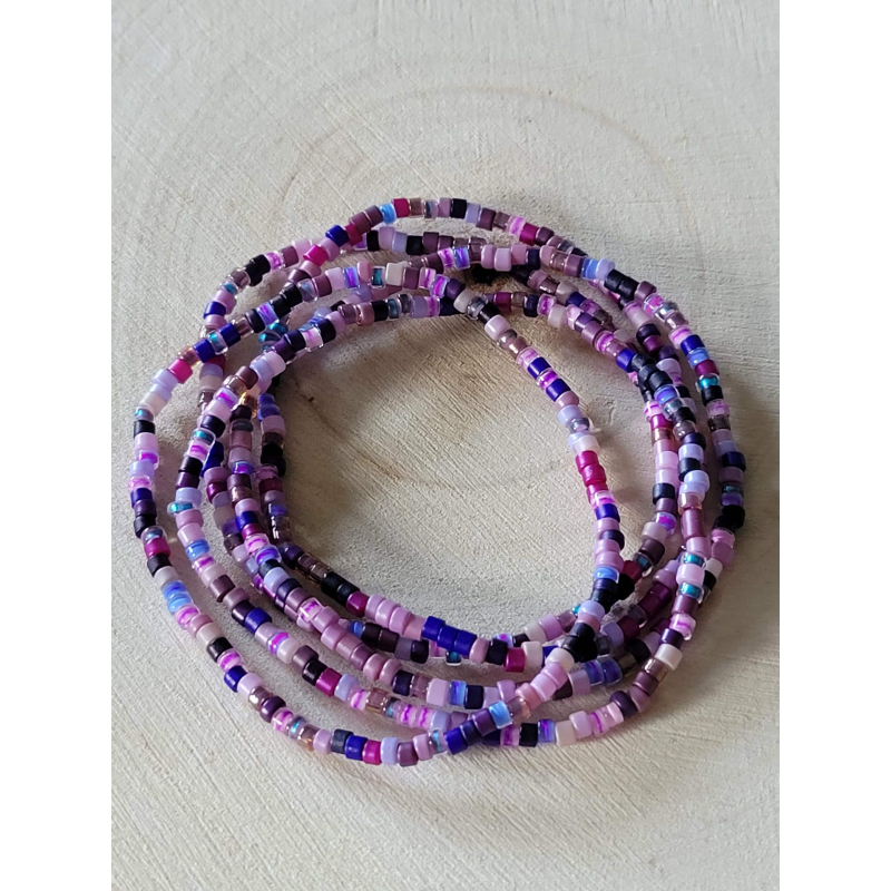 Set van 5 Paarse Glaskralen Armbanden | 2 mm Fijn Design 245