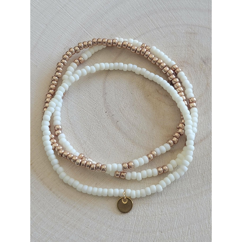 Set Miyuki armbanden Cream White