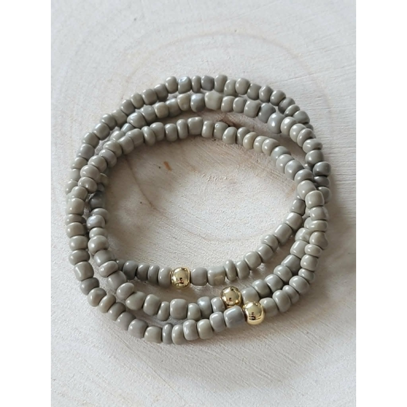 Set van 3 Kaki Glasrocaille Armbanden - 4mm Kralen