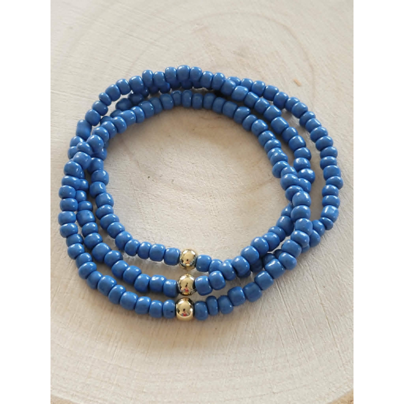 Trendy set: 3 blauwe armbanden van 4 mm glasrocailles